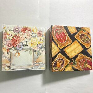 Lot of 2 Small Photo Albums 6 x 4 Hard Cover Flowers Music Notes 99 Pages Total